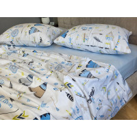 Вігвам/блакитний, Turkish flannel (Євро)