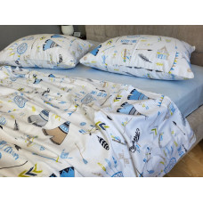 Вігвам/блакитний, Turkish flannel (Євро)