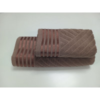 Рушники махрові LUX COTTON YENI, кориця (Набір (Баня+Лице))