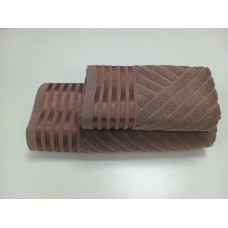 Рушники махрові LUX COTTON YENI, кориця (Набір (Баня+Лице))