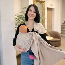 Слінг з кільцями з народження жакардовий Geometry капучино