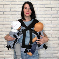 Ерго рюкзак для двійні 5 в 1 сірий