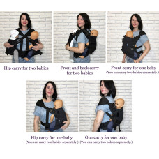 Ерго рюкзак для двійні 5 в 1 чорний