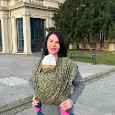 Тканий жакардовий слінг шарф темна оливка Feathers Розмір 8