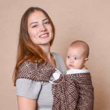 Слінг з кільцями жакардовий шоколадний Geometry