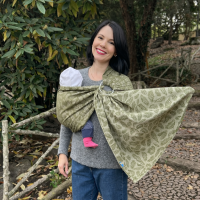 Слінг з кільцями жакардовий темна оливка Feathers