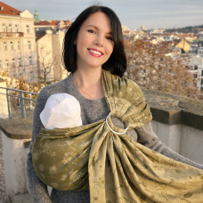 Слінг з кільцями жакардовий темна оливка Кульбабки