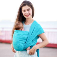 Тканий жакардовий слінг шарф бірюзовий Leaf Розмір 3