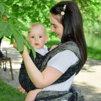 Тканий жакардовий слінг шарф чорний Unicorn Розмір 7