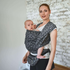 Тканий жакардовий слінг шарф сірий Feathers Розмір 3