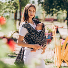 Тканий жакардовий слінг шарф сірий Feathers Розмір 8