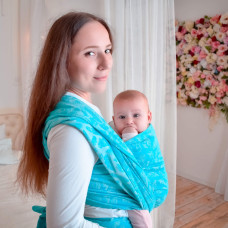 Тканий жакардовий слінг шарф бірюзовий Feathers Розмір 6