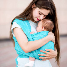 Тканий жакардовий слінг шарф бірюзовий Leaf Розмір 5