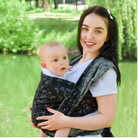 Тканий жакардовий слінг шарф чорний Unicorn Розмір 3