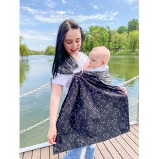 Слінг з кільцями жакардовий чорний Unicorns