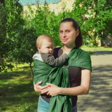 Слінг з кільцями темно-зелений (льон з бавовною)