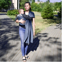 Слінг з кільцями сіро-синій (льон з бавовною)