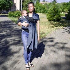 Слінг з кільцями сіро-синій (льон з бавовною)