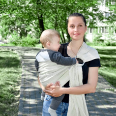 Слінг з кільцями бежевий (льон з бавовною)