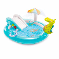 Ігровий центр INTEX Алігатор надувний з гіркою і фонтаном 201х170х84 см (57165)