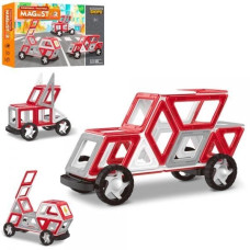 Конструктор магнітний Limo Toy Magnistar Пожежна частина, навчальні картки, 58 дет (KB1017)