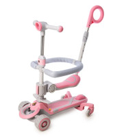 Самокат SMART 5 В 1 N-388 із захисним бортиком музикою та підсвіткою рожевий (726686533)