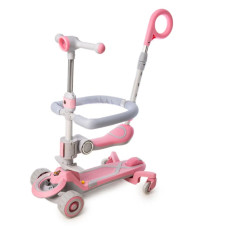 Самокат SMART 5 В 1 N-388 із захисним бортиком музикою та підсвіткою рожевий (726686533)