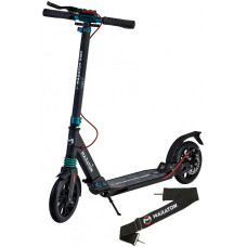 Самокат Maraton GMC new з амортизацією, механічні дискові гальма, двоколісний чорно-бірюзовий (SMR0053WTGR)