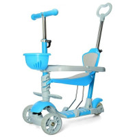 Самокат MAXI 5в1 триколісний з сидінням та батьківською ручкою Синій (JR3-027-2BL)