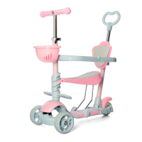 Самокат MAXI 5в1 триколісний з сидінням та батьківською ручкою Рожевий (JR3-027-2PN)
