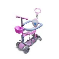 Самокат SCALE SPORTS SMART 5в1 FULL із захисним бортиком рожевий (932824223)