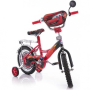Велосипед двоколісний (+2 ролики) в стилі м/ф "Тачки" дитячий 12" з кошиком червоний (TCH-12RD)