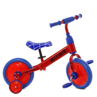 Біговел PROFI KIDS 12" 2в1 з допоміжними колесами Spider-Man Червоний (М5453-1)