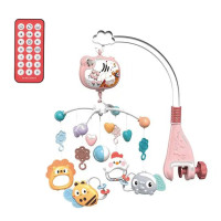 Мобіль для ліжечка з брязкальцями, проетором нічного неба і музичними ефектами рожевий (RT668-15PN)