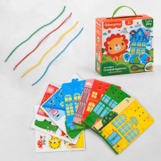 Гра розвиваюча Vladi Toys Кольорові будиночки. Fisher Price На шнурівці (VT5303-26)