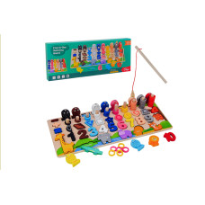 Дерев'яна іграшка бізіборд багатофункціональна дощечка навчальна панель 5в1 (WD13025)