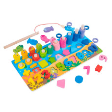 Дерев'яний розвиваючий центр Limo Toy Океанія рибалка 5 в 1 з фігурками-вкладишами (MD1926)