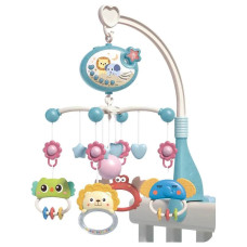 Карусель брязкальце музичний мобіль на ліжечко з колисковими та проектором (648A-66/67BL)