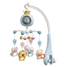 Мобіль на ліжечко з таймером пультом д/к та проектором блакитний (368-6BL)