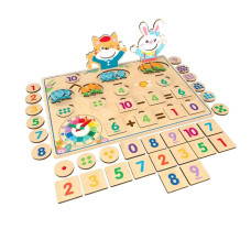 Дерев'яна іграшка навчальна дощечка Монтессорі, рахунок (WD13018)