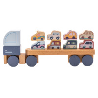 Дерев'яна іграшка Левеня Cubika Тягач з машинками (15924)