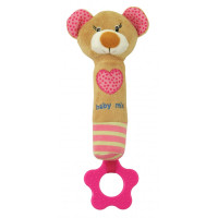 Брязкальце пищалка Baby Mix Ведмедик рожевий 18см (16431/44885)