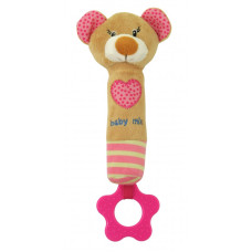 Брязкальце пищалка Baby Mix Ведмедик рожевий 18см (16431/44885)