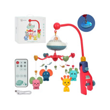 Мобіль на ліжечко із проектором та світло-звуковими ефектами червоний (5212ARD)