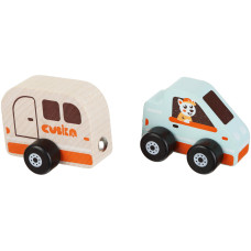 Дерев'яна іграшка Левеня Cubika Будиночок на колесах на магнітах (15368)
