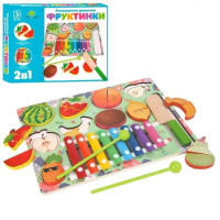 Дерев'яна іграшка розвиваюча багатофункціональна дощечка із ксилофоном (MD1895)