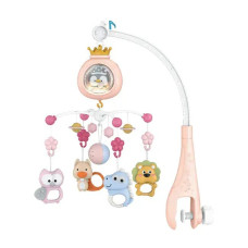 Мобіль на ліжечко з таймером пультом д/к та проектором рожевий (368-6PN)