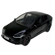 Іграшкова моделька Автопром Tesla model Х масштаб 1:24 із зарядною станцією та світло-звуковими ефектами чорна (AP7712BK)