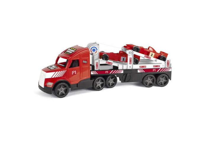 Іграшка дитяча Magic Truck Technic Вантажівка з авто формула 79 см червона (36240)