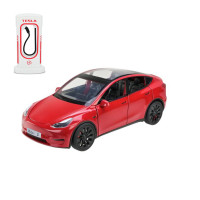 Іграшкова моделька АвтоСвіт Tesla Model 3 1:24 із зарядною станцією інерційна металева червона (AP-2005RD)